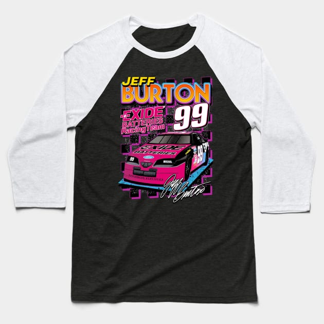 Jeff Burton Exide Retro Nascar Design Baseball T-Shirt by Reno27Racing